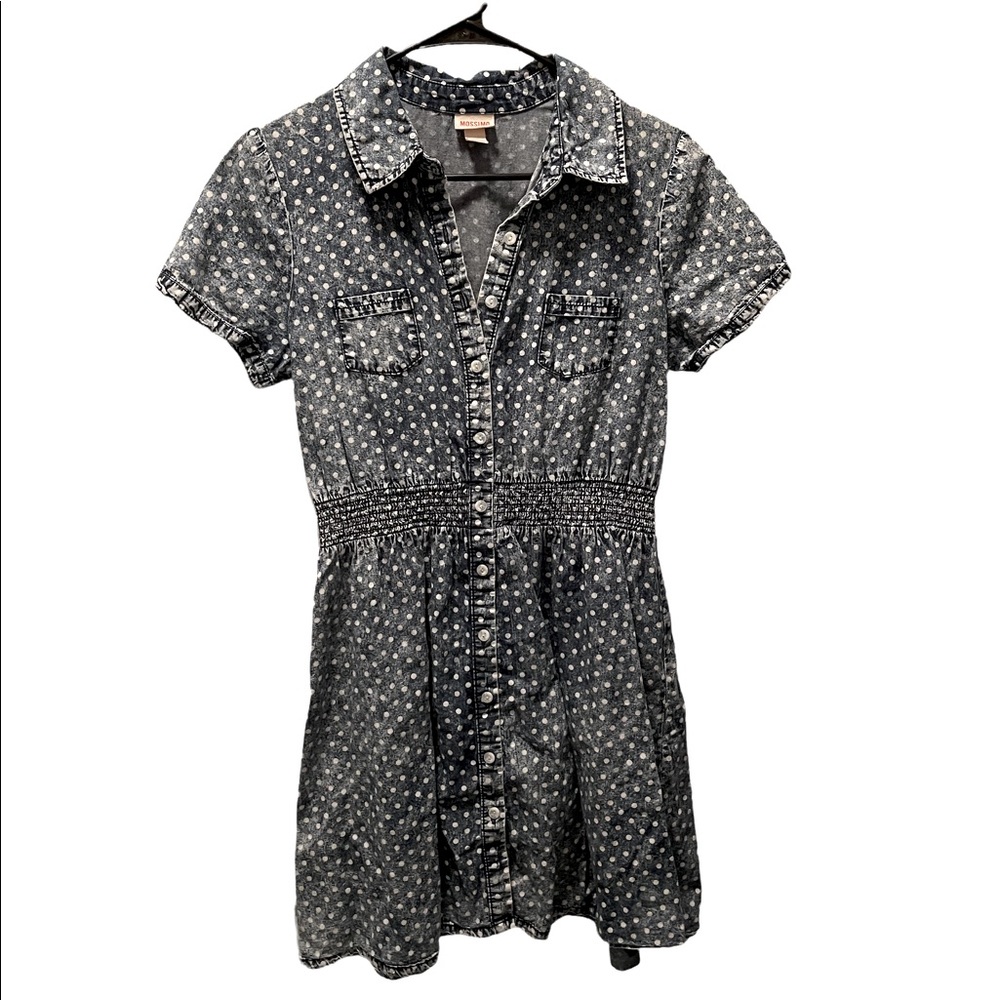 Denim polka dot dress